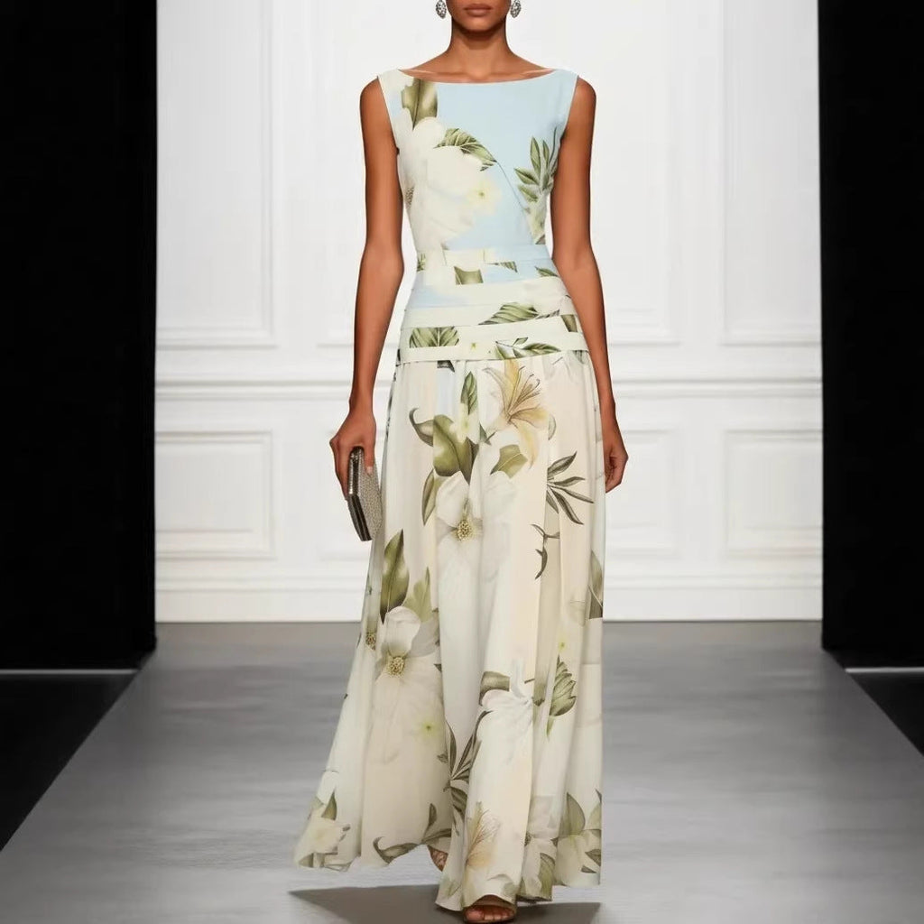 Lily Grace Watercolor Floral Sleeveless Maxi Dress