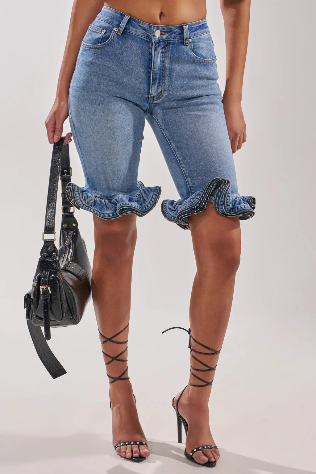 Women's Best-Selling Ruffled Skinny Cropped Jeans