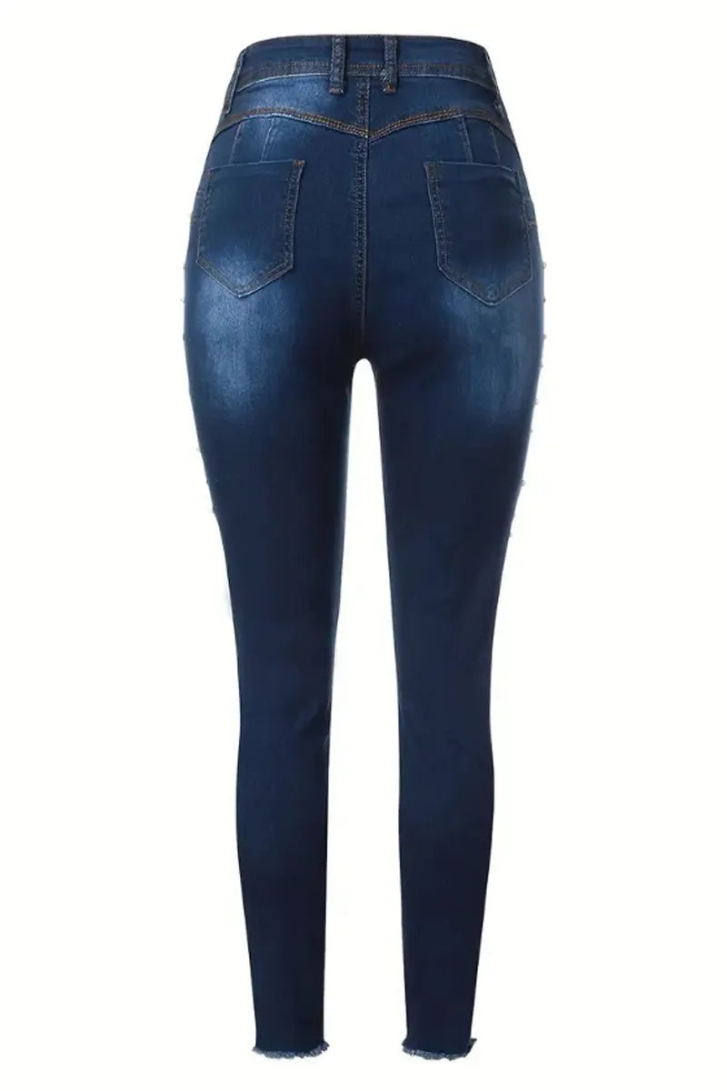 Ladies' Hot Selling Casual Washed Slim Fit Jeans