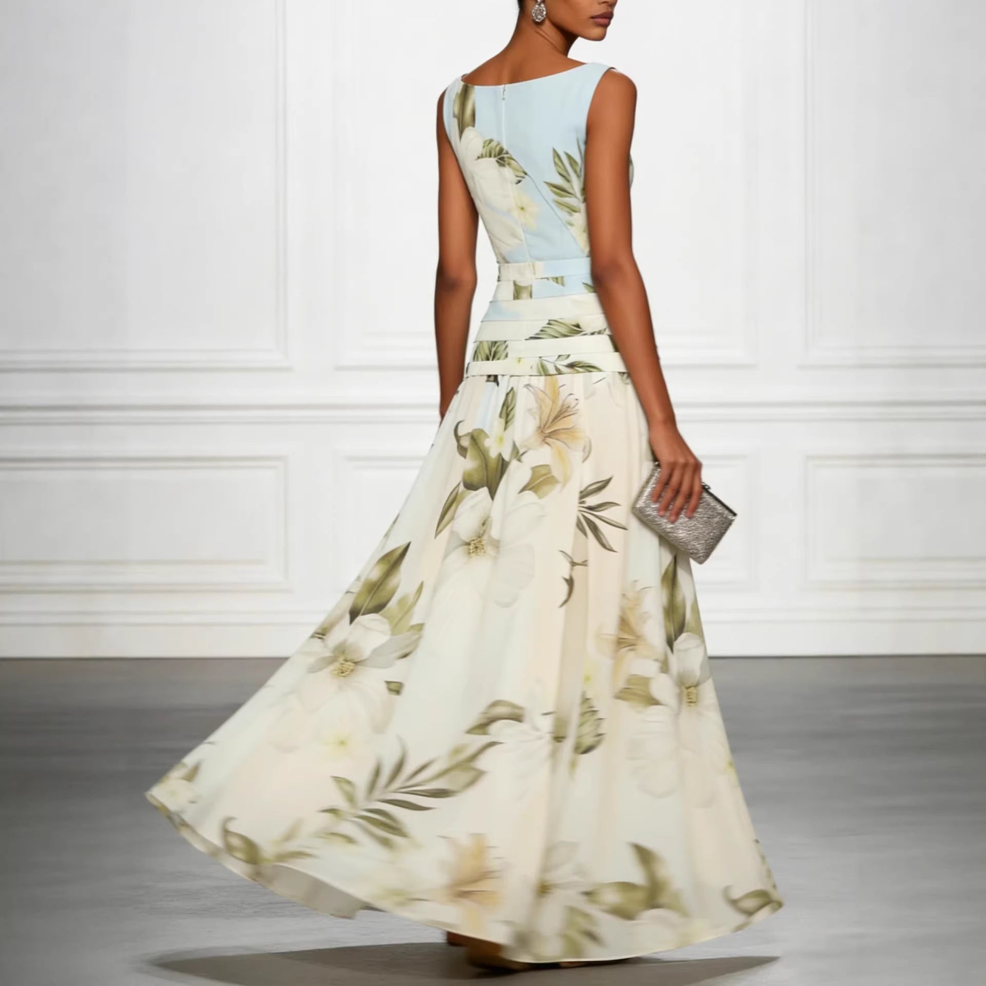 Lily Grace Watercolor Floral Sleeveless Maxi Dress