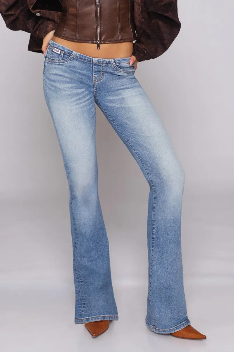 Women's Casual Pleated Skinny Flared Jeans