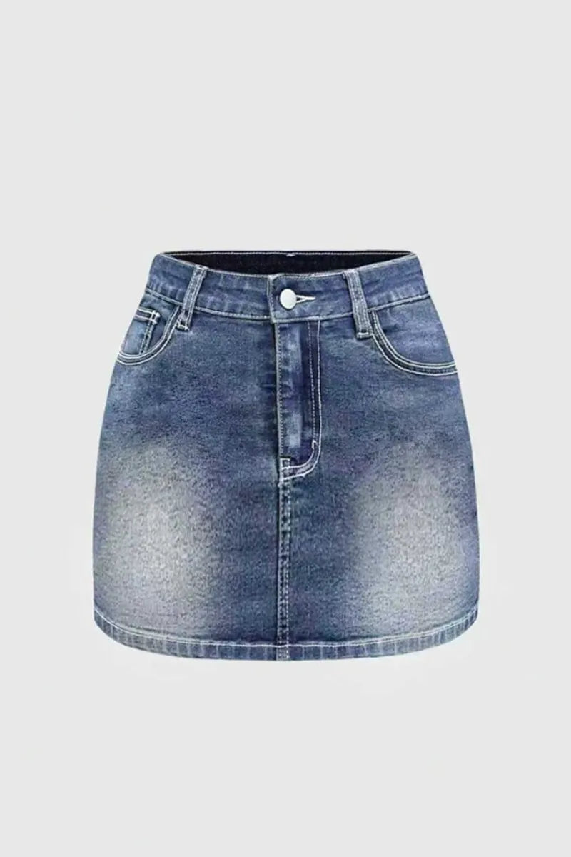 Hot Selling Women's Casual Washed Denim Mini Skirt