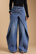 Women's Fashion Crossover-Style Wide-Leg Jeans