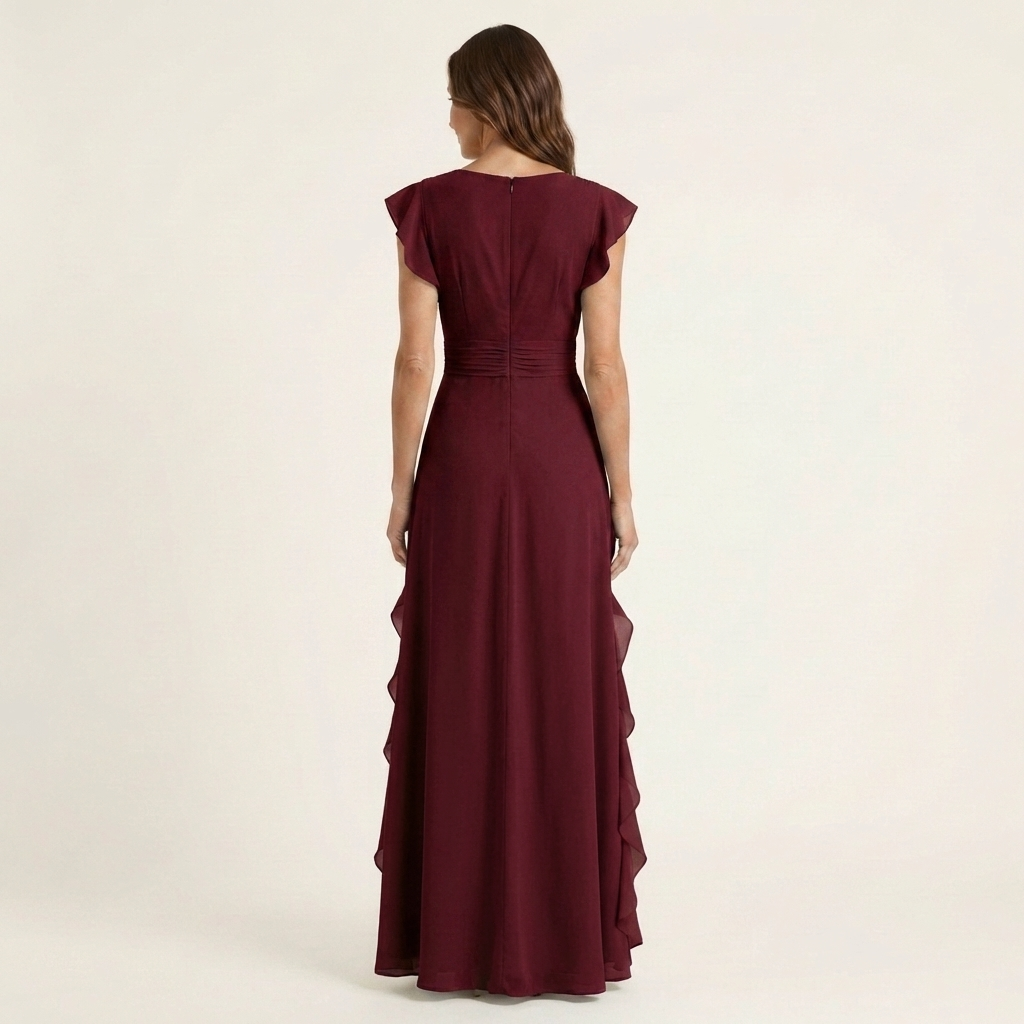 Elegant Ruffle Wrap Maxi Dress