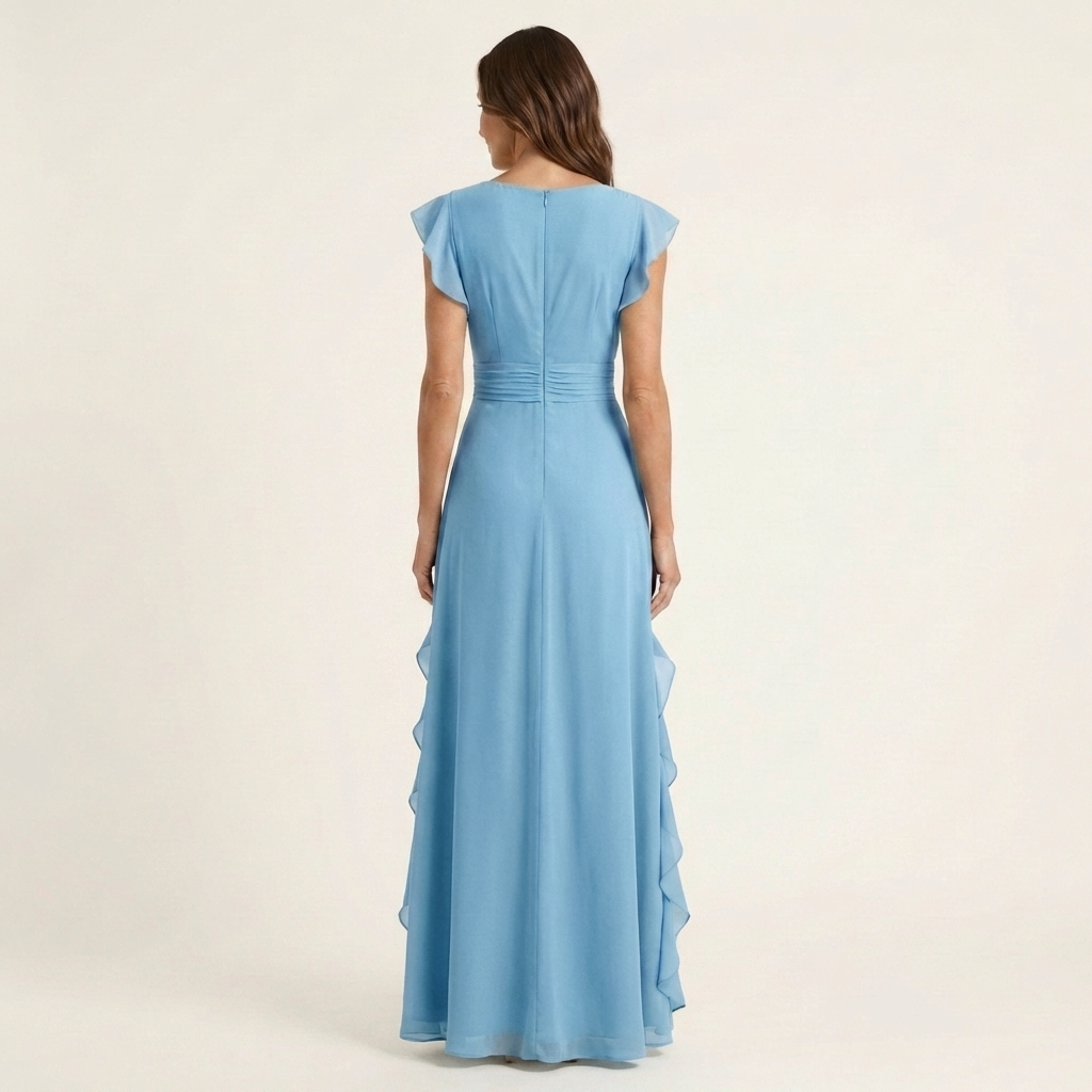Elegant Ruffle Wrap Maxi Dress