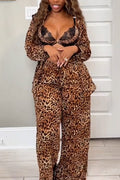 Women's Leopard Print Casual Two-piece Set