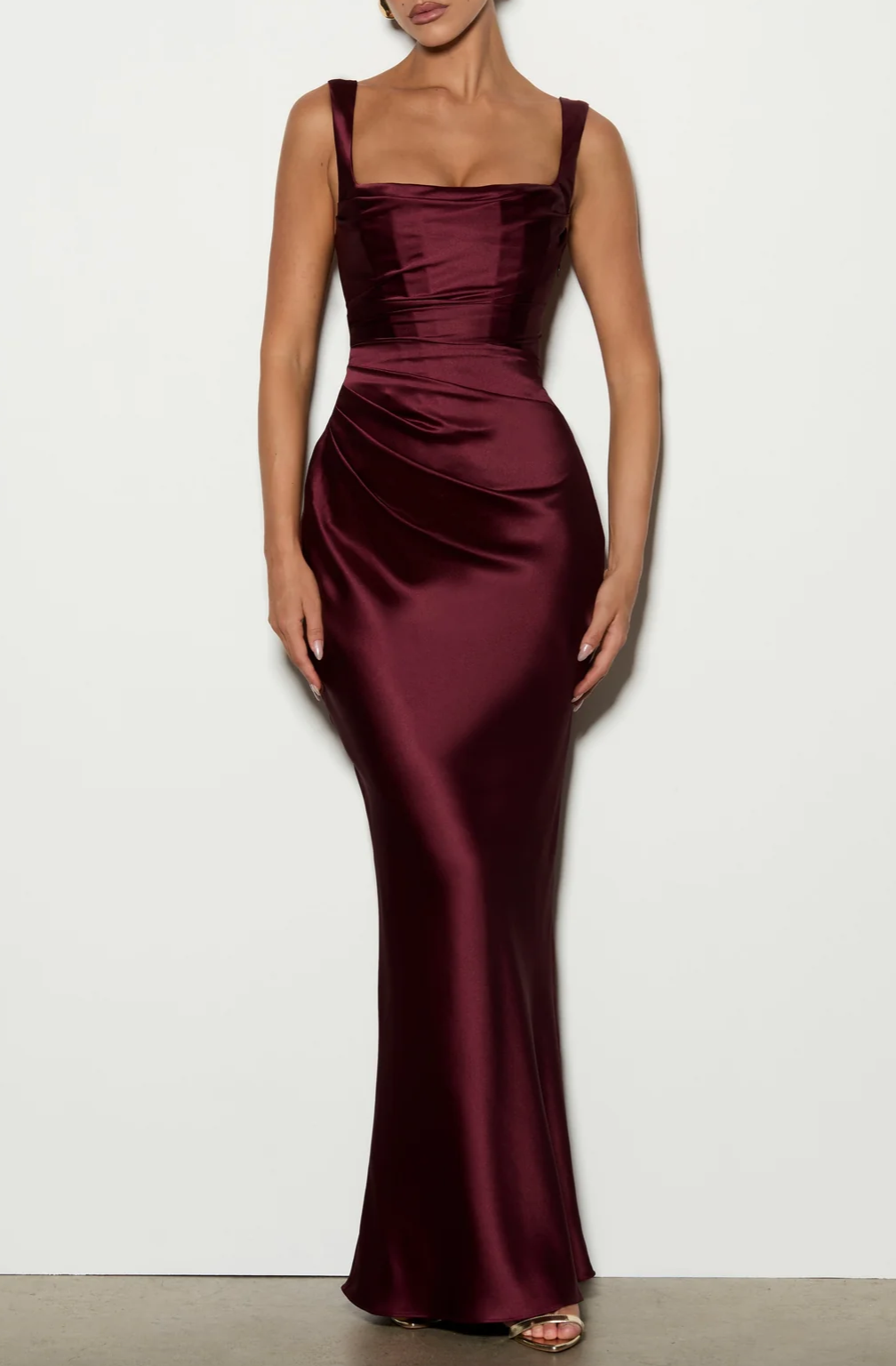 Burgundy Satin Mermaid Evening Maxi Dress Collection