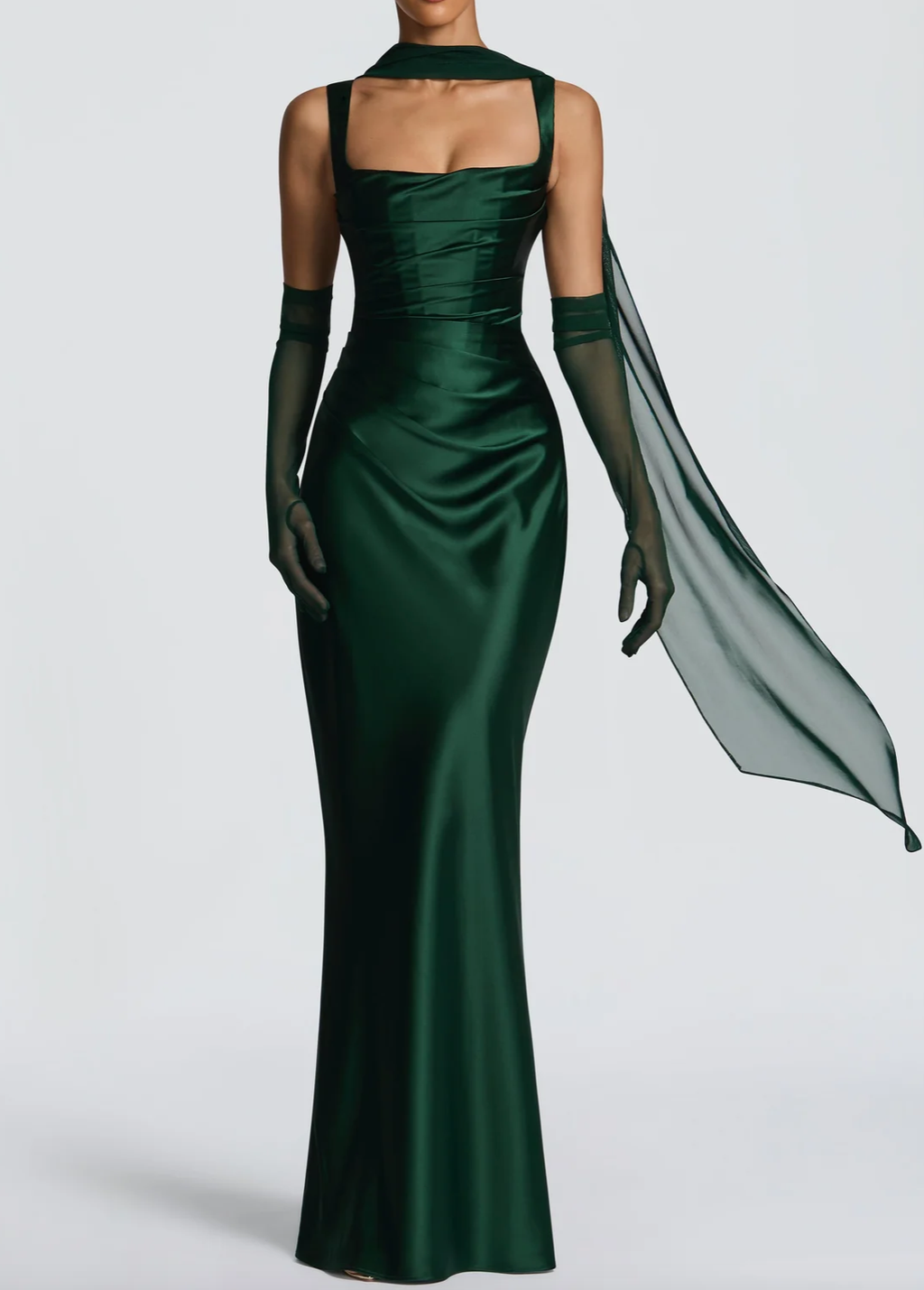 Emerald Green Satin Maxi Dress Collection