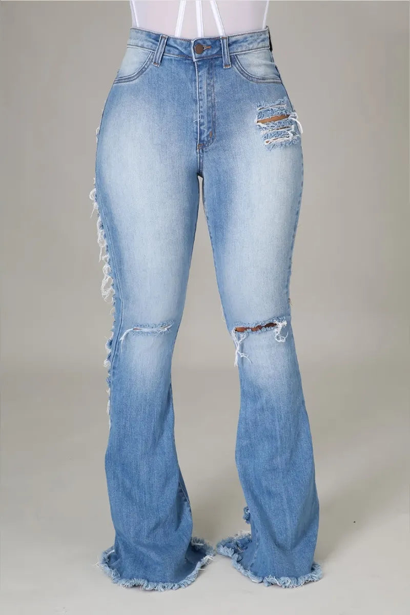 Women's Casual Distressed Flared Jeans