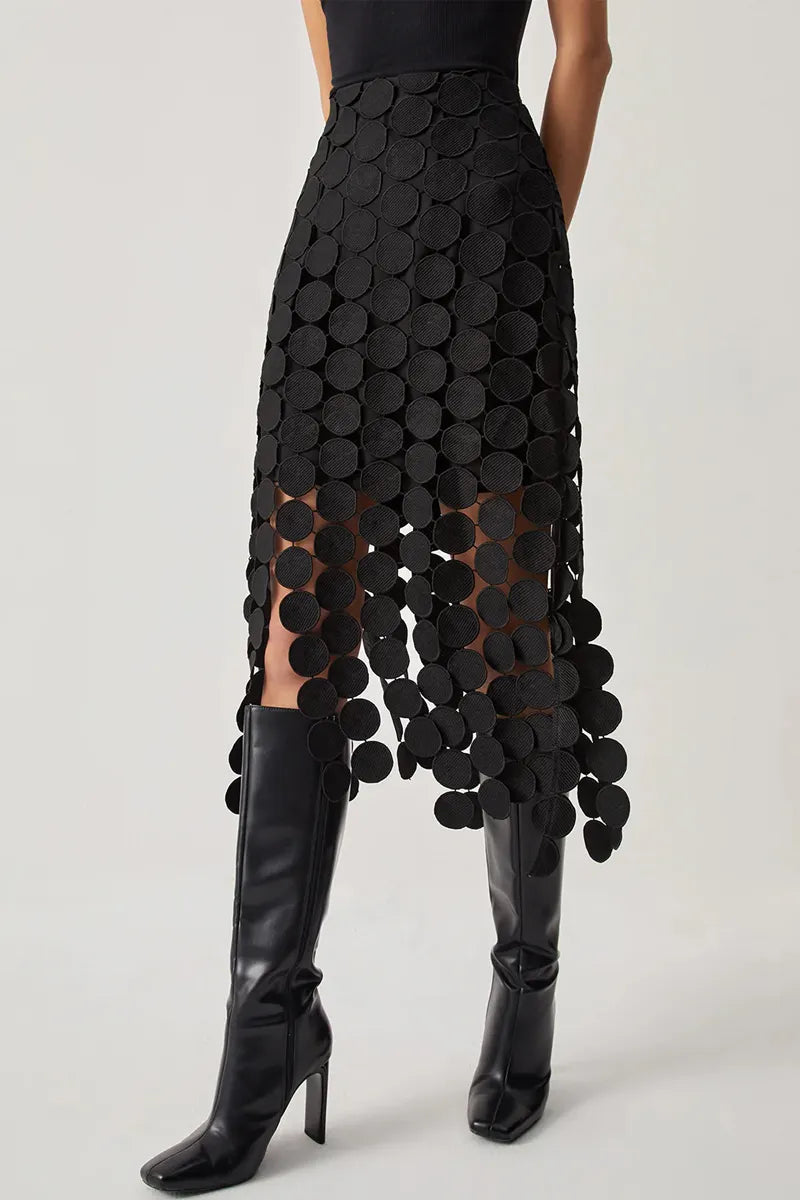 Ladies' Elegant And Casual Laser Cut Multi Round Double-Layer Skirt