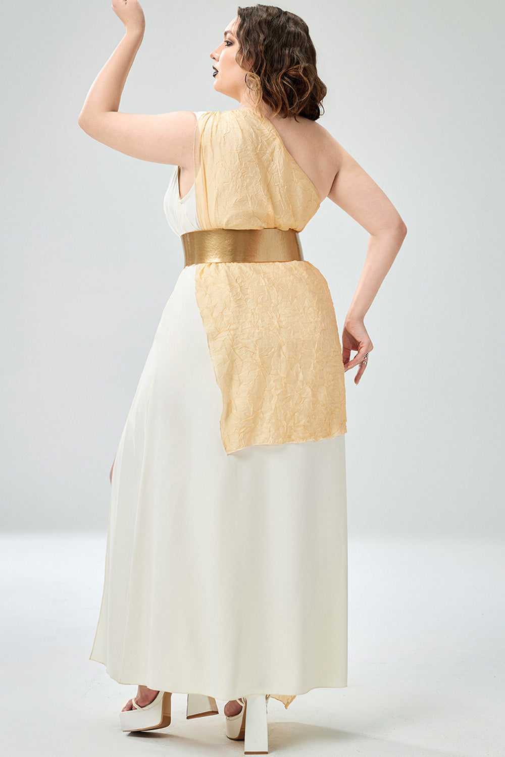 Casual Halloween Costume Khaki Golden Goddess Maxi Dress(Ships 24h)