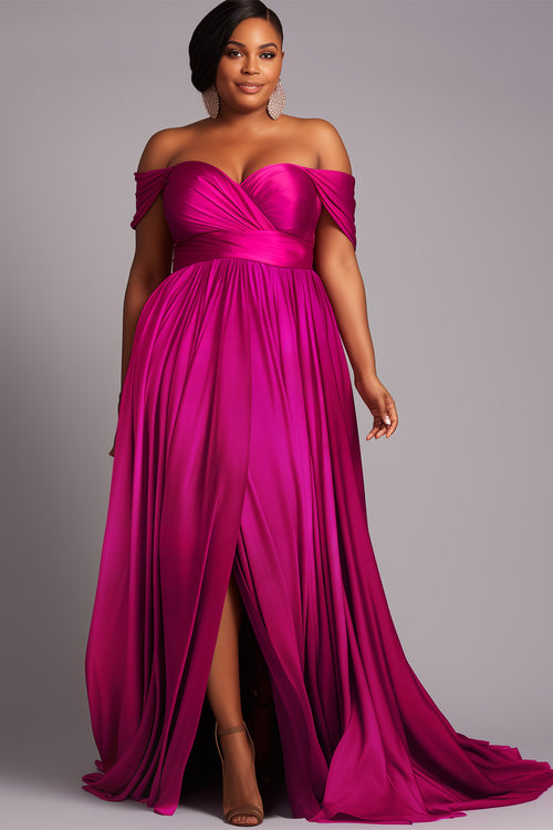Black Off The Shoulder Cap Sleeve Split Crinkle Chest Satin Maxi Dresses