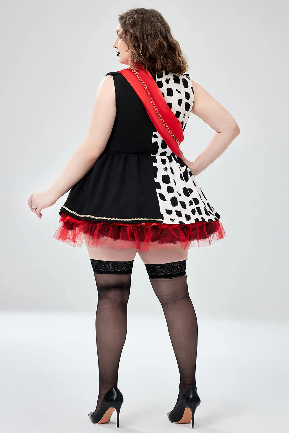 Halloween Costume Red Colorblock Tulle Mini Dress(Ships 24h)