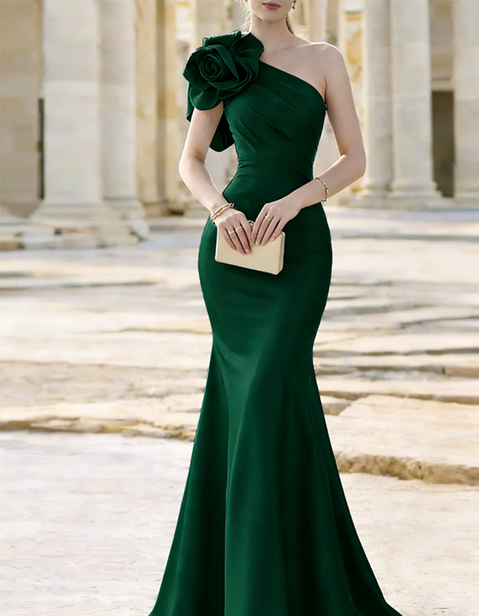 One-Shoulder Floral Maxi Dress