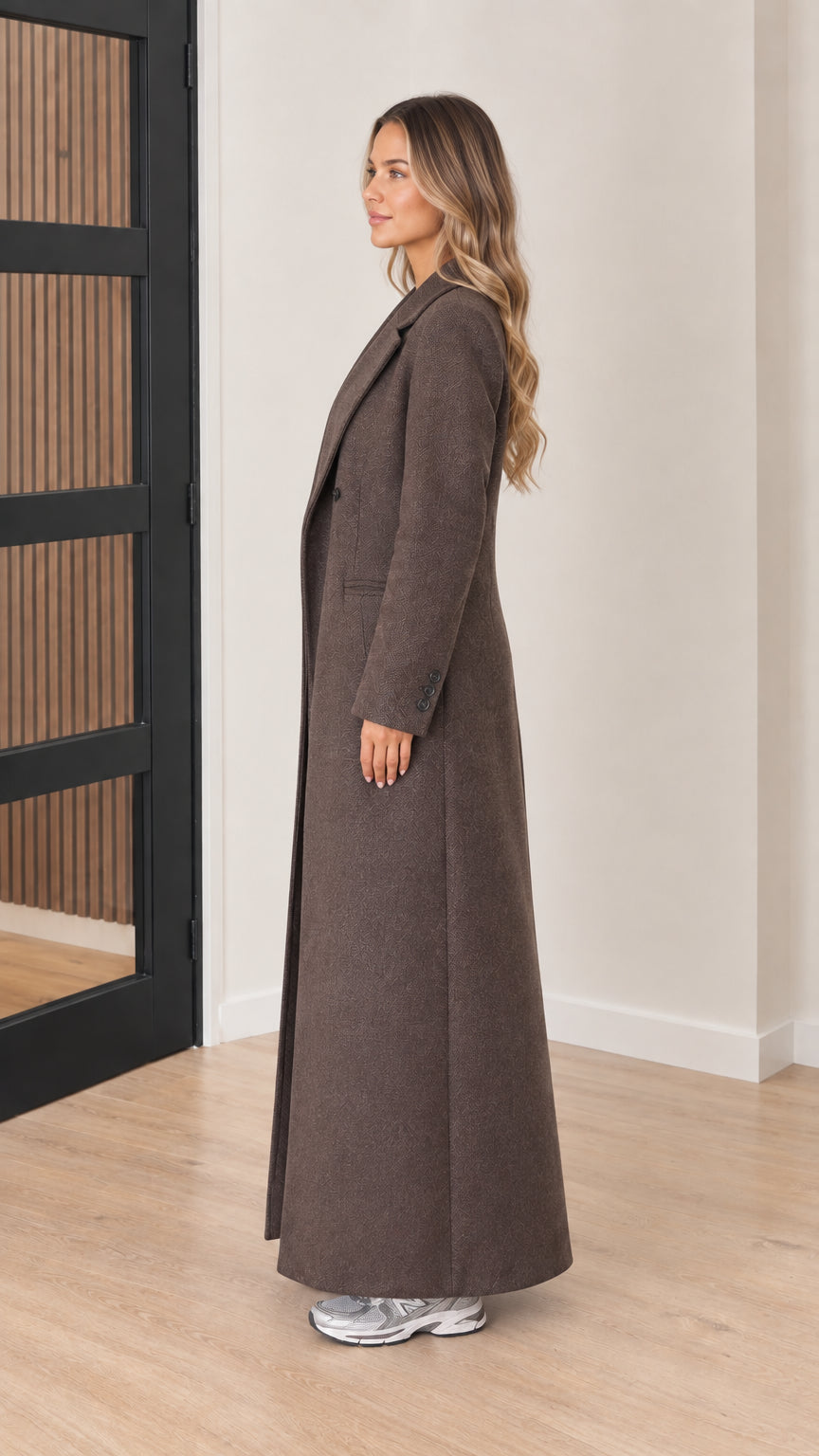 Women's Notch Lapel Floor-Length Maxi Overcoat