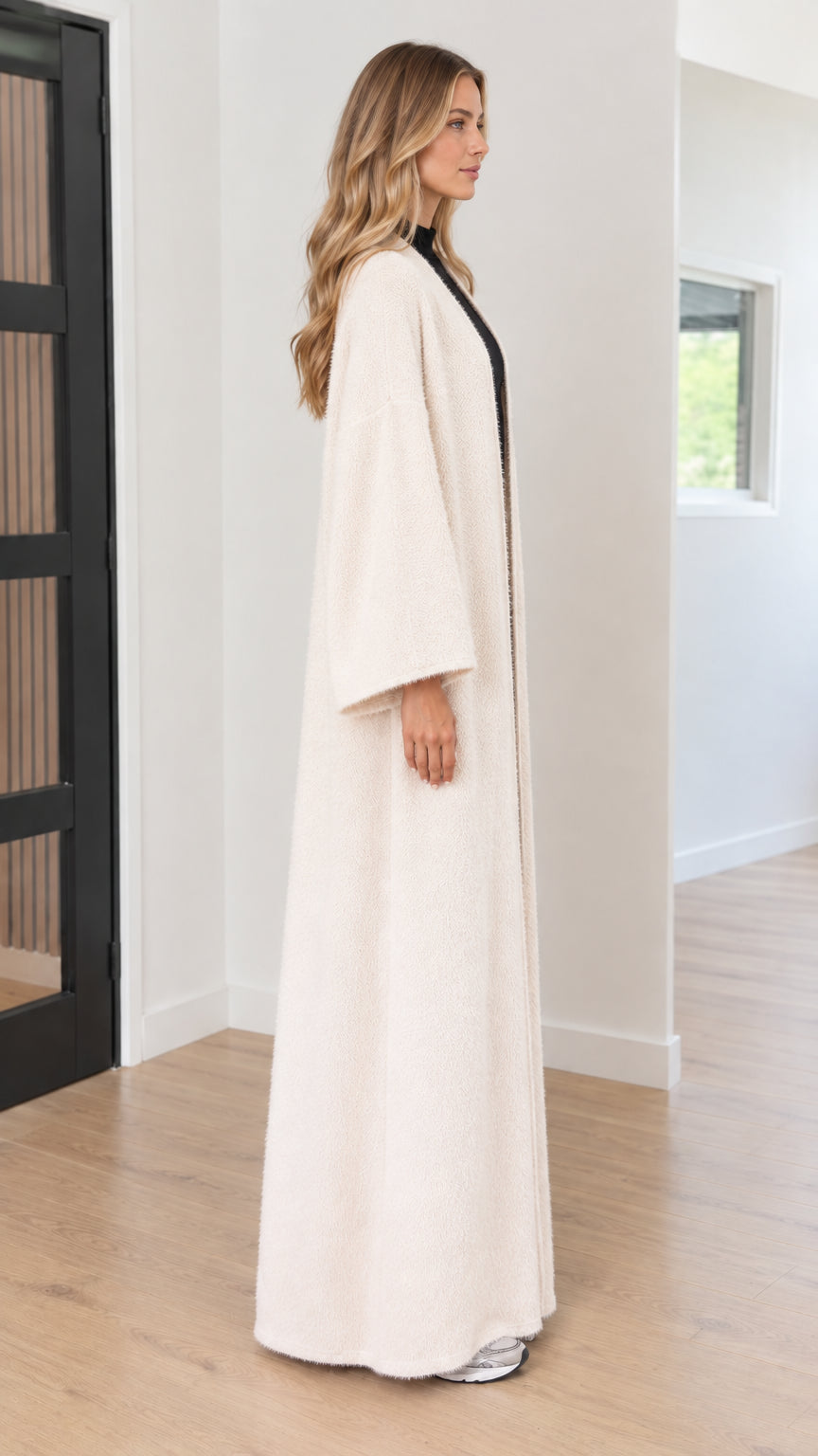Women's Textured Bouclé Maxi Duster Cardigan Coat