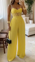 Women's Lace-Panelled Pleated Camisole Jumpsuit