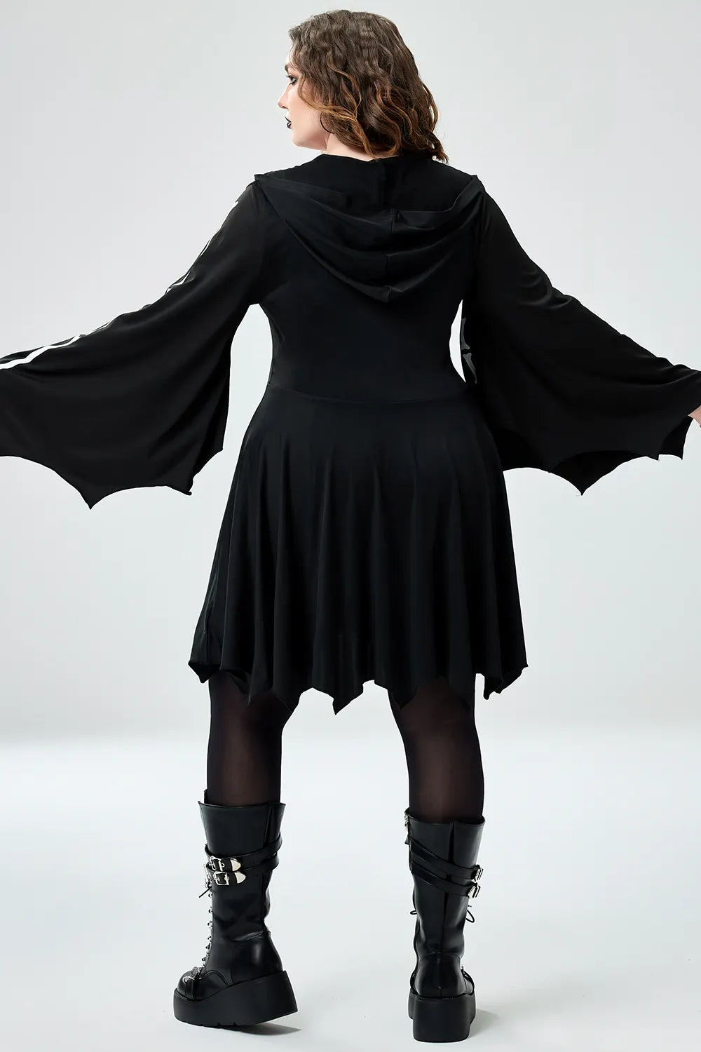 Halloween Costume Black Bat Skeletons Knitted Mini Dress(Ships 24h)