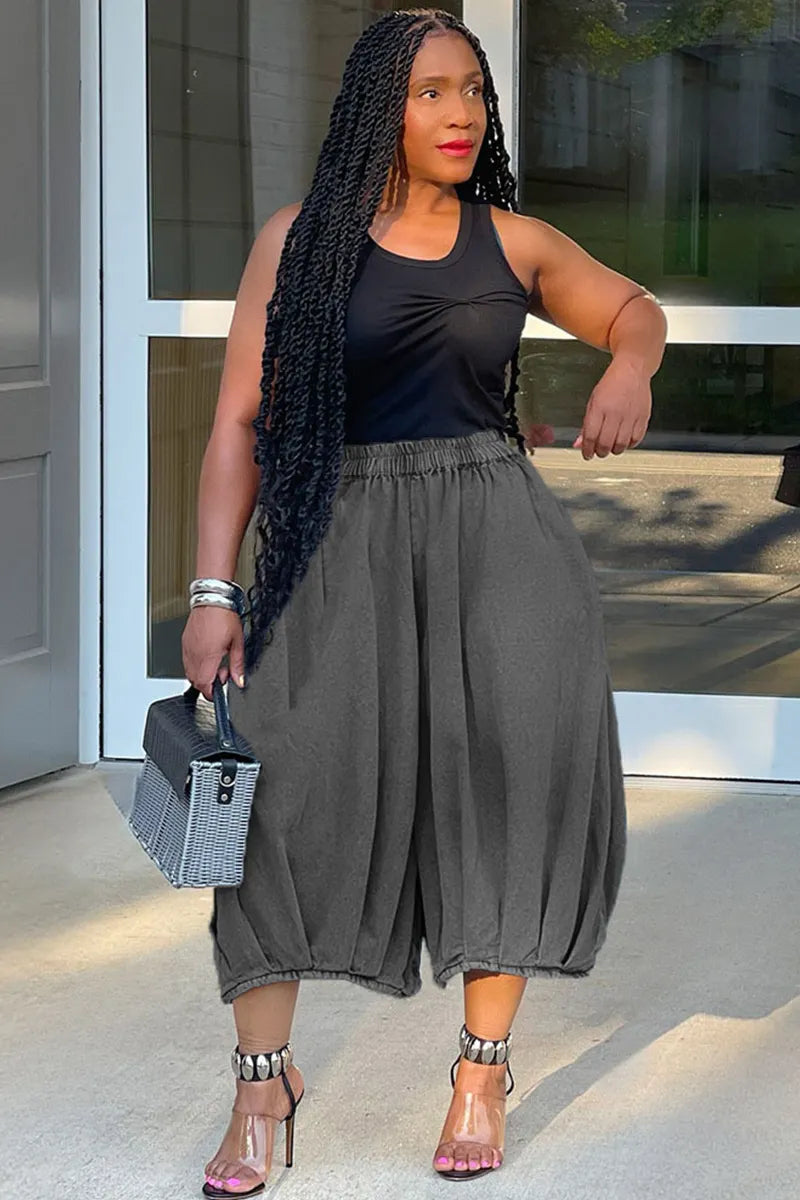 Women's Streetwear Wide-Leg Seven-Tenths Jeans