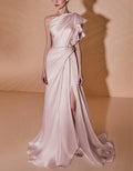 One Shoulder Solid Color Maxi Dress