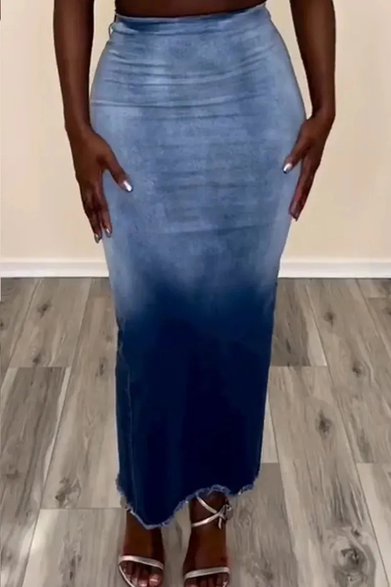 Hot Selling Women's Casual Denim Long Skirt