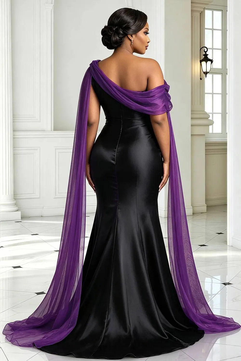 Organza Gold Oblique Collar Draped Contrast Satin Maxi Dresses [Pre-Order]