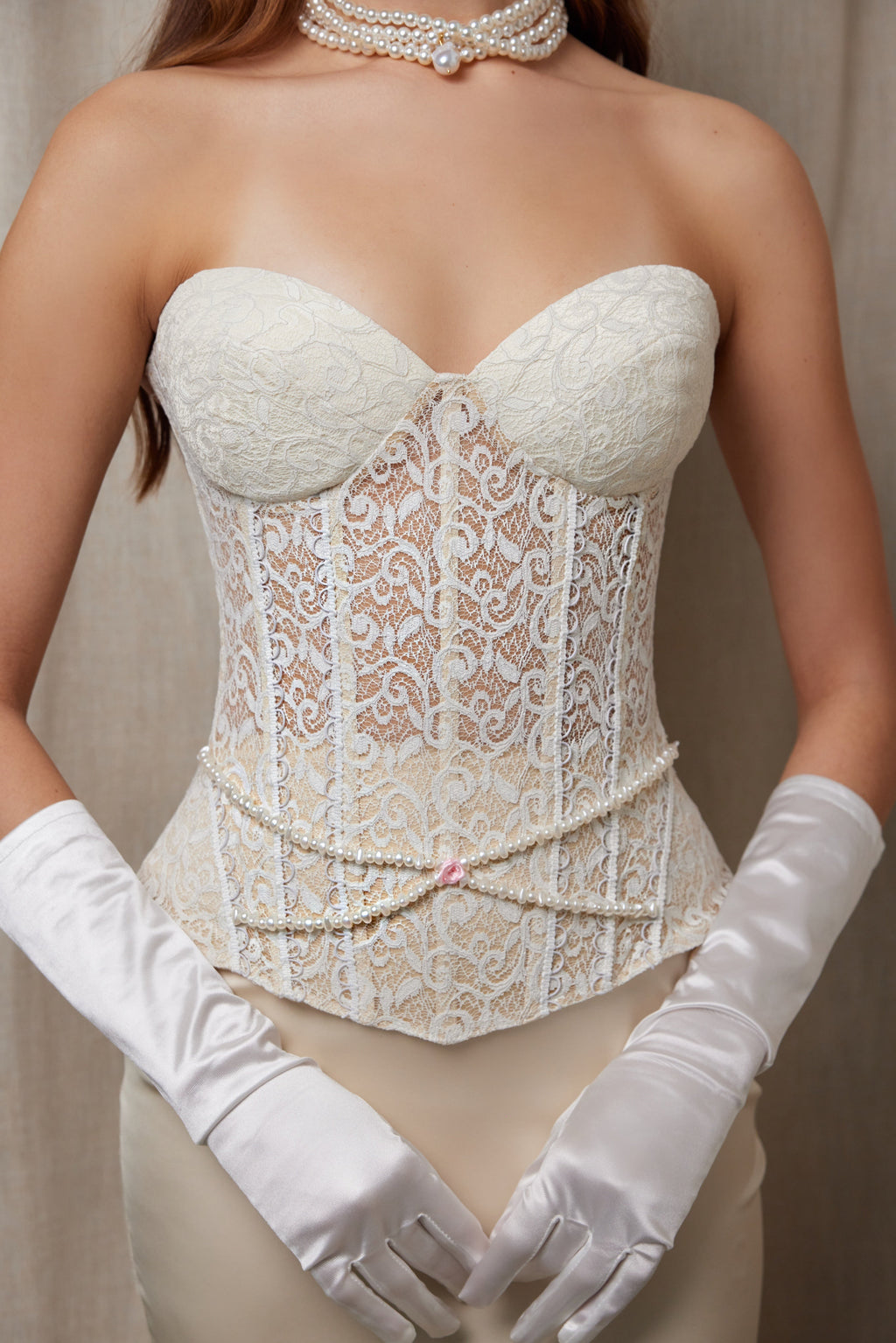 Ivory Lace Corset & Satin Mermaid Skirt Co-Ord Set
