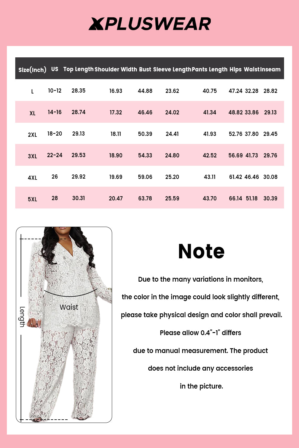 White Lapel Collar Long Sleeve See Through Lace Two Piece Pant Suits