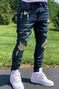 Men's Fashionable Casual Distressed Washed Skinny Fit Jeans