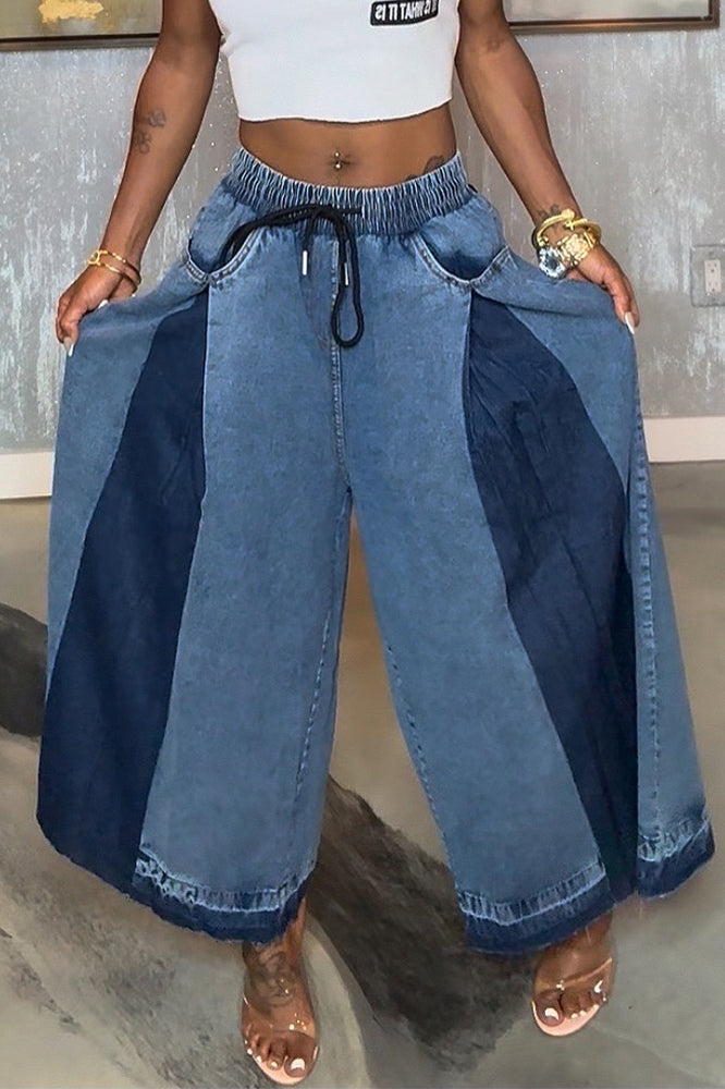 Women's Casual Comfortable Stretch-Waist Panel Jeans