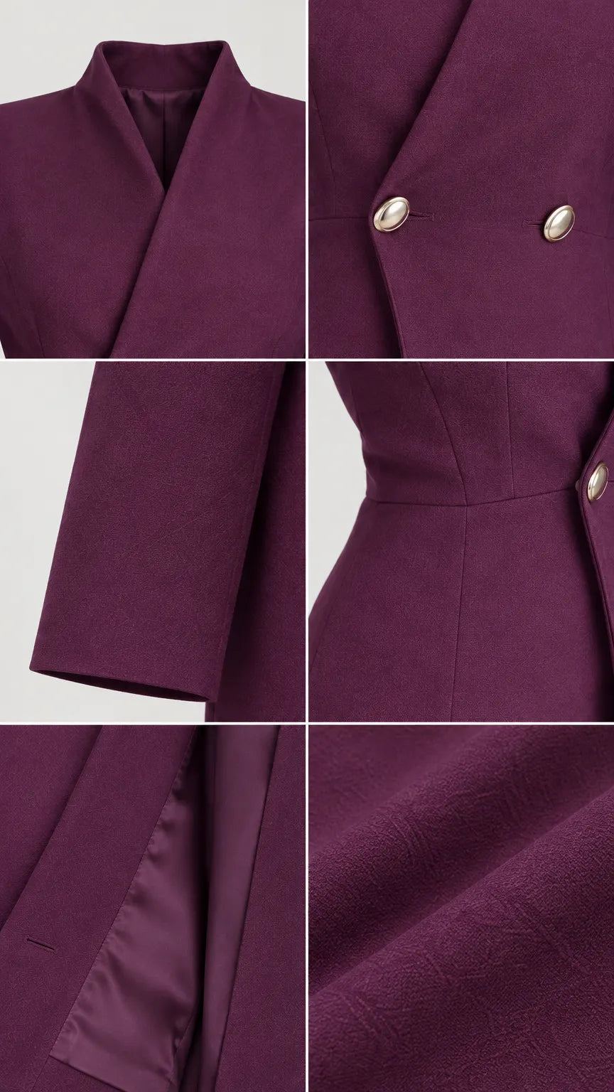 Women's Sculpted Collar Double-Breasted Blazer and Wide-Leg Pants 2-Piece Suit Set