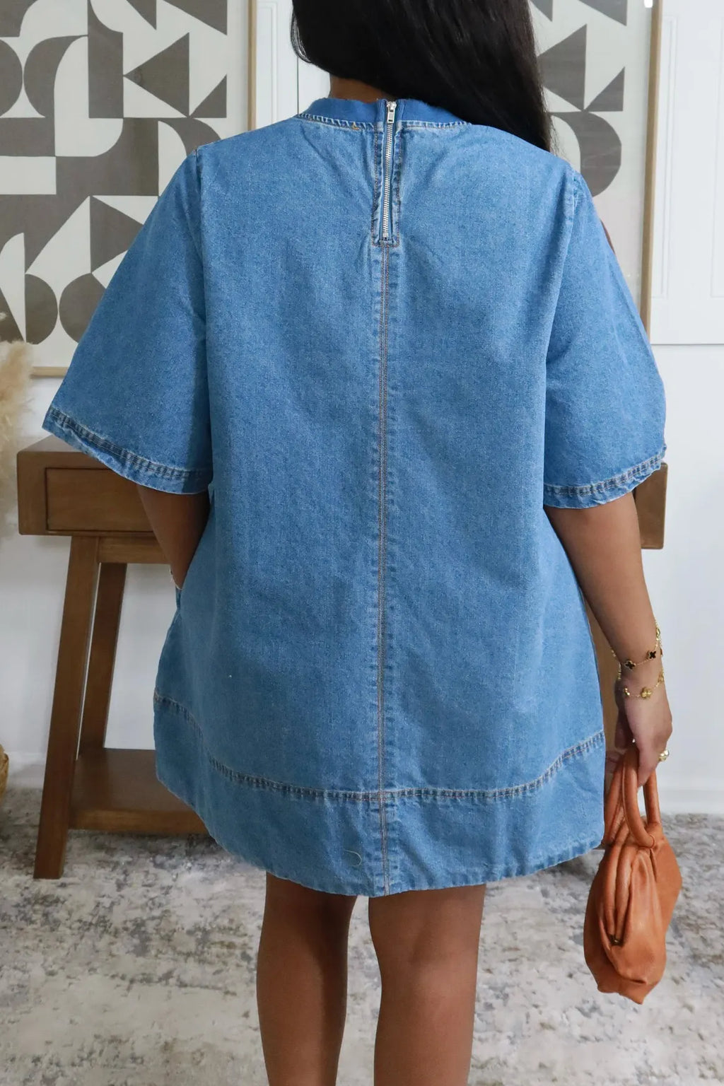 Women's Casual Loose Short Sleeve Denim Dress