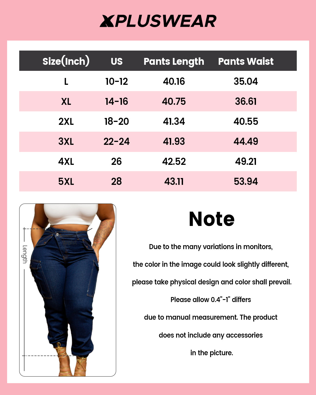 Xpluswear Plus Size Blue Daily Denim Asymmetric Waist With Pocket Cargo Jeans