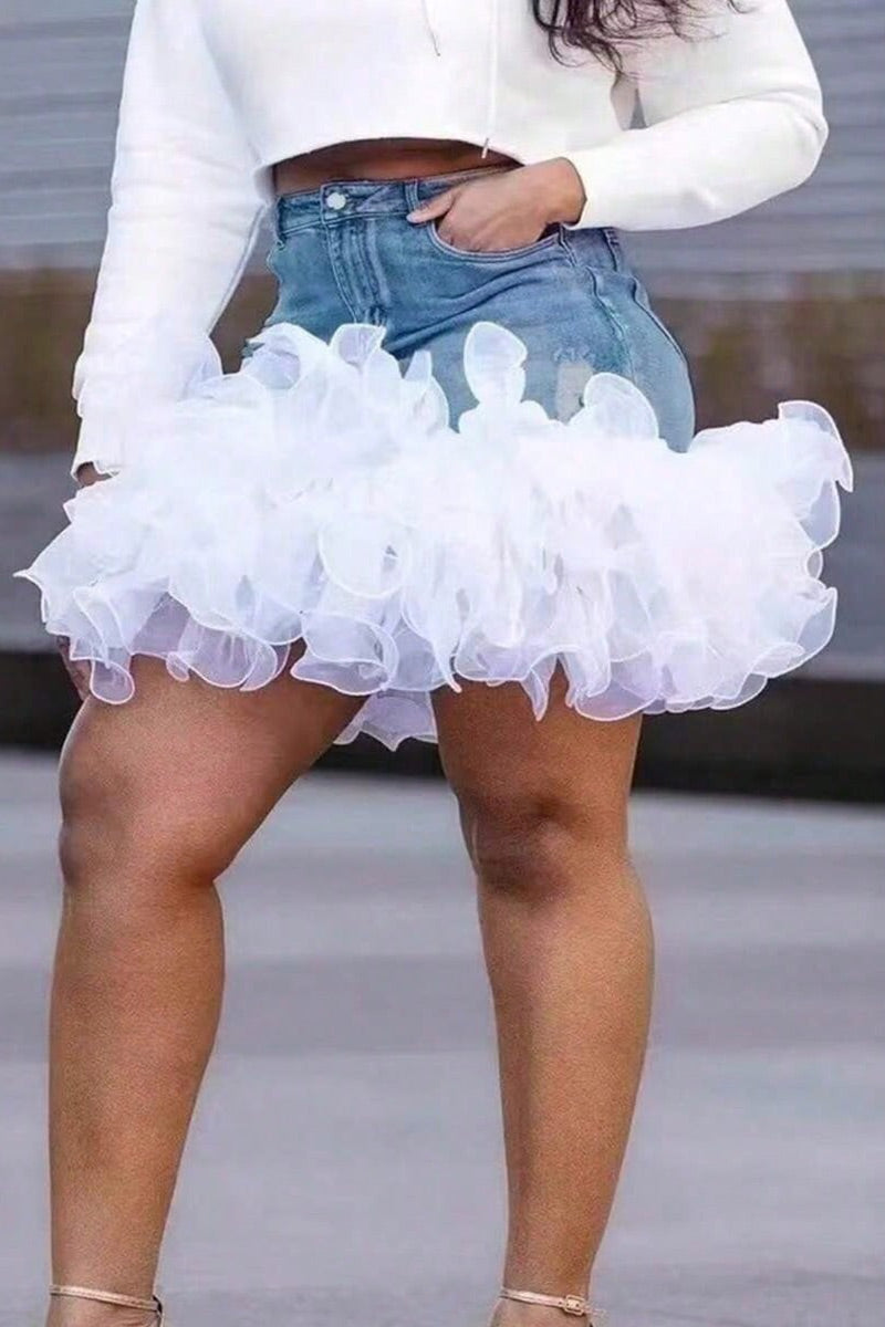 Women Fluffy Voluminous Sheer Organza Ruffle Micro Skirt