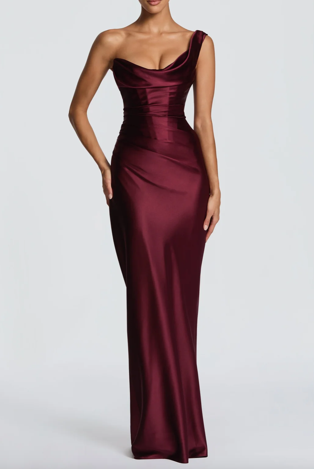 Burgundy Satin Mermaid Evening Maxi Dress Collection