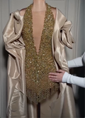 Gold Halter Neck Mini Evening Dress - Crystal Beaded Fringe