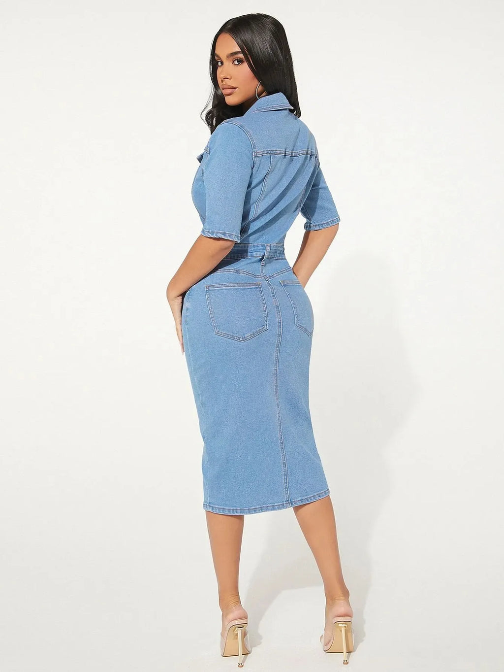Women's Casual Slim Fit Stretch Denim Bodycon Dress