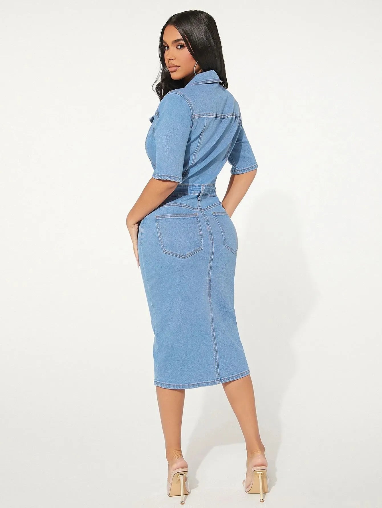 Women's Casual Slim Fit Stretch Denim Bodycon Dress