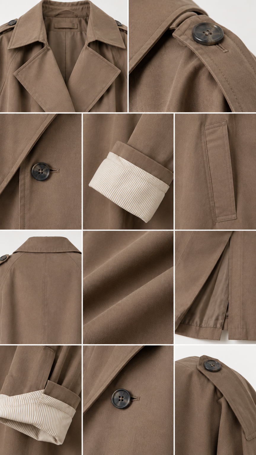 Women's Oversized Maxi Trench Coat with Contrast Ribbed Cuffs