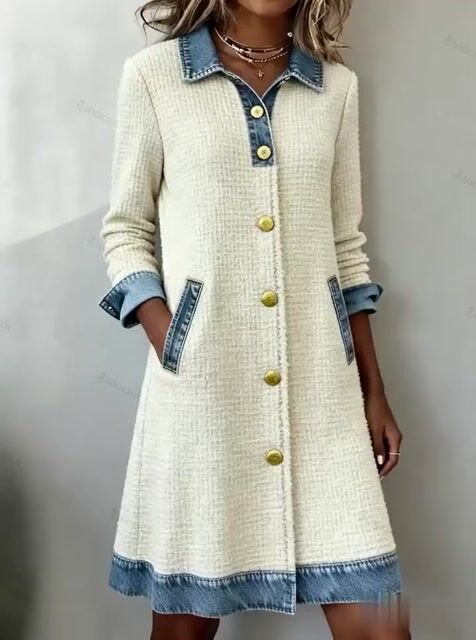 Women'S Casual Denim Patchwork Dress