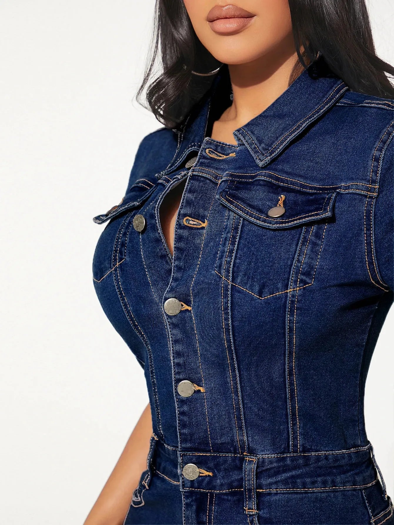 Women's Casual Slim Fit Stretch Denim Bodycon Dress