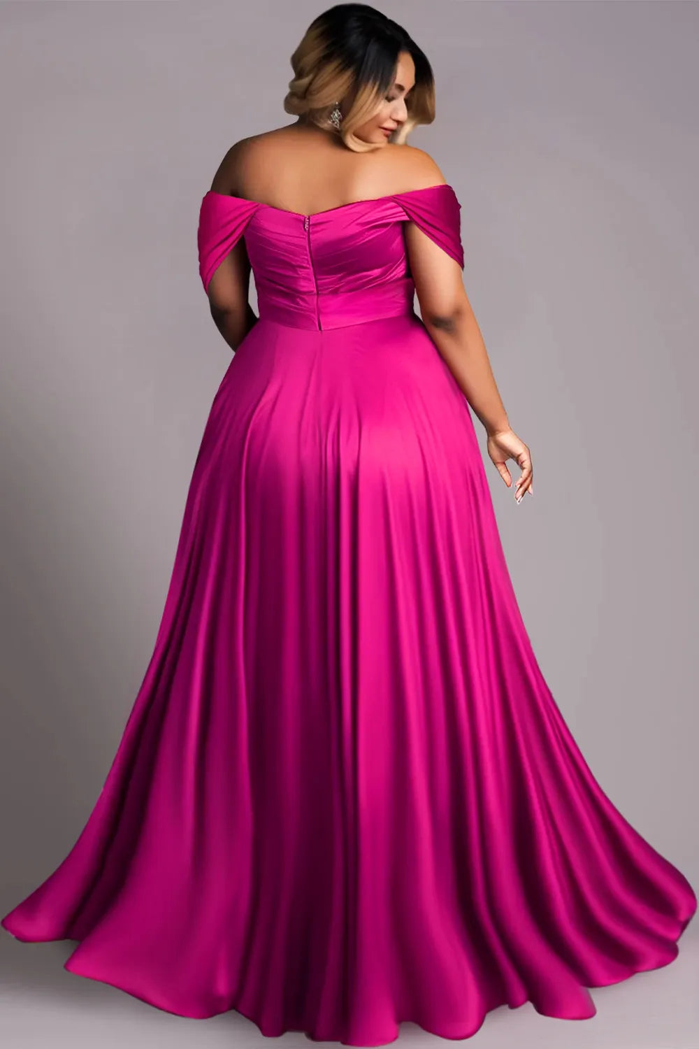 Black Off The Shoulder Cap Sleeve Split Crinkle Chest Satin Maxi Dresses