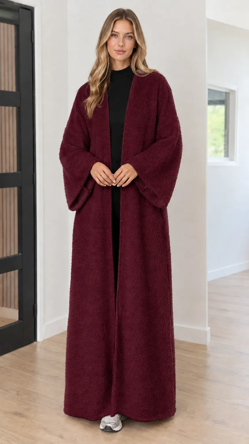 Women's Textured Bouclé Maxi Duster Cardigan Coat