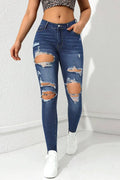 Women's Casual Fashion Ripped Slim Fit Flattering Jeans