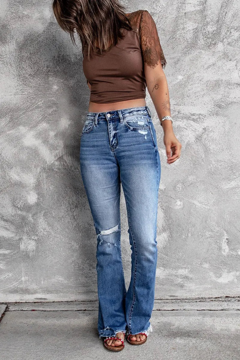 Retro Stretch Slim Bootcut Jeans For Women