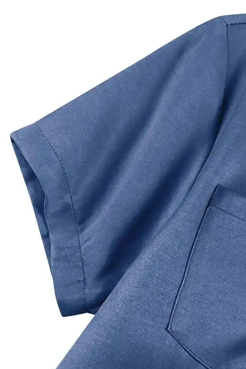 Women Shirt Collar Pocket Flared Casual Denim Dress