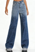 Women's Blue Gradient Rhinestone-Dazzled Jeans