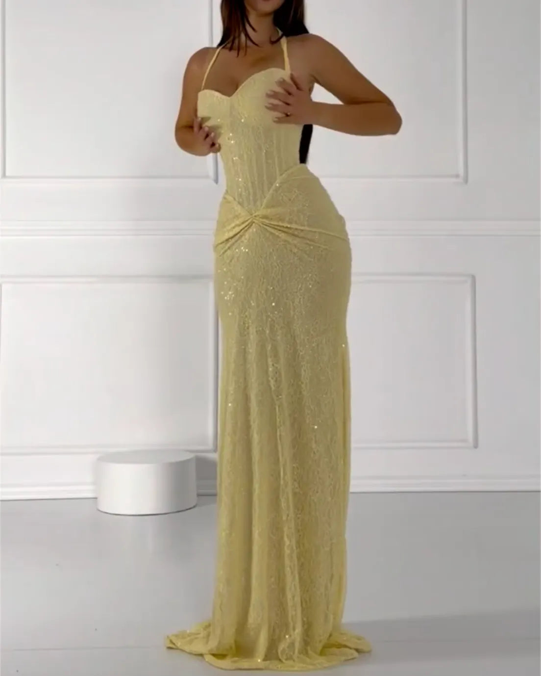 Halters Neck Lace & Sequin Evening Gown Set - Mermaid Formal Dresses in 2 Colors