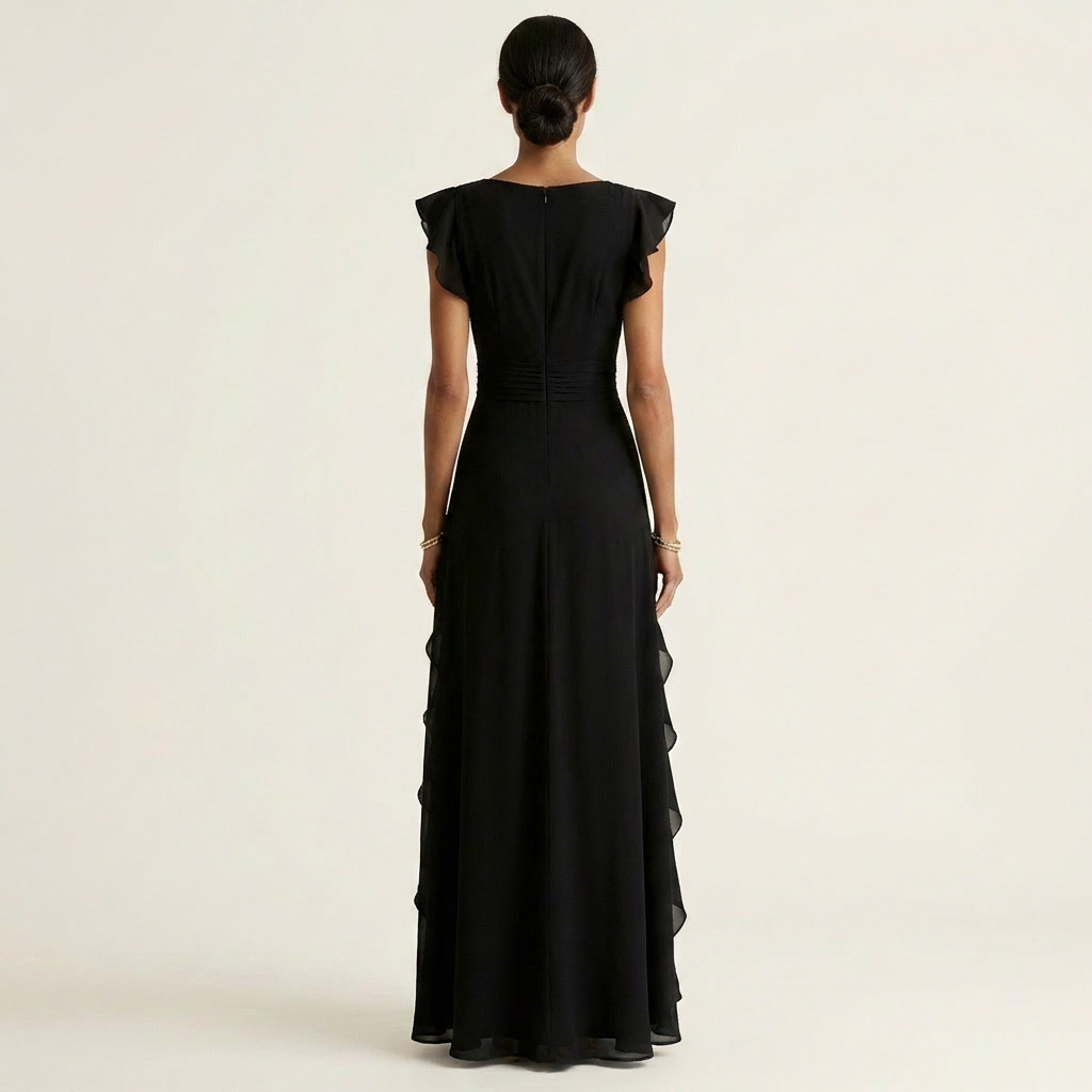 Elegant Ruffle Wrap Maxi Dress