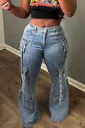 Women's Y2k Multi Pocket Flared Jeans